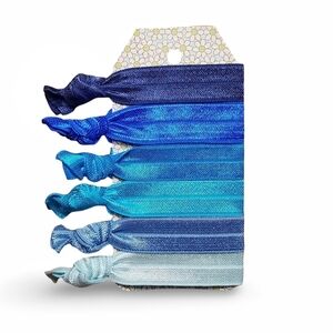 6-Pack Hair Ties FOE Blue Hair Accessories No Crease Ponytail Holders New